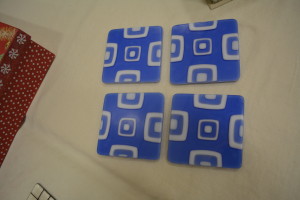 Blue Square Pile Coasters
